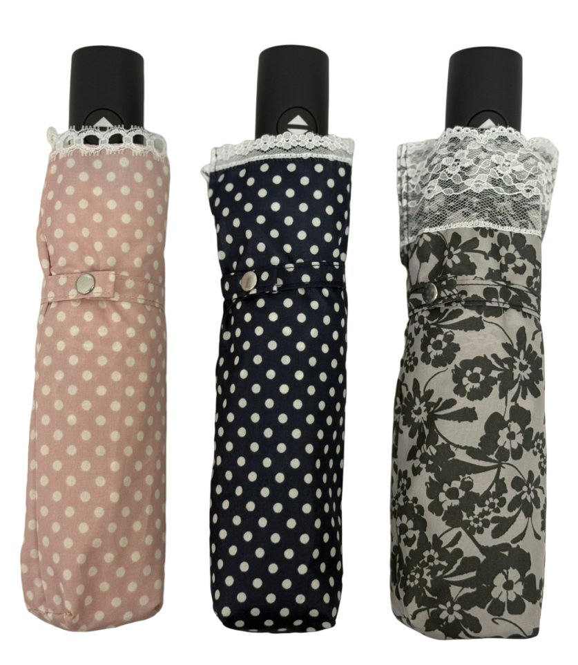 Зонт автоматический с кружевом, черный