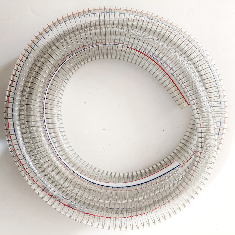 Transfer Chemical Liquids Transparent Spiral Reinforced Hose PVC Steel Wire Reinforced Hose