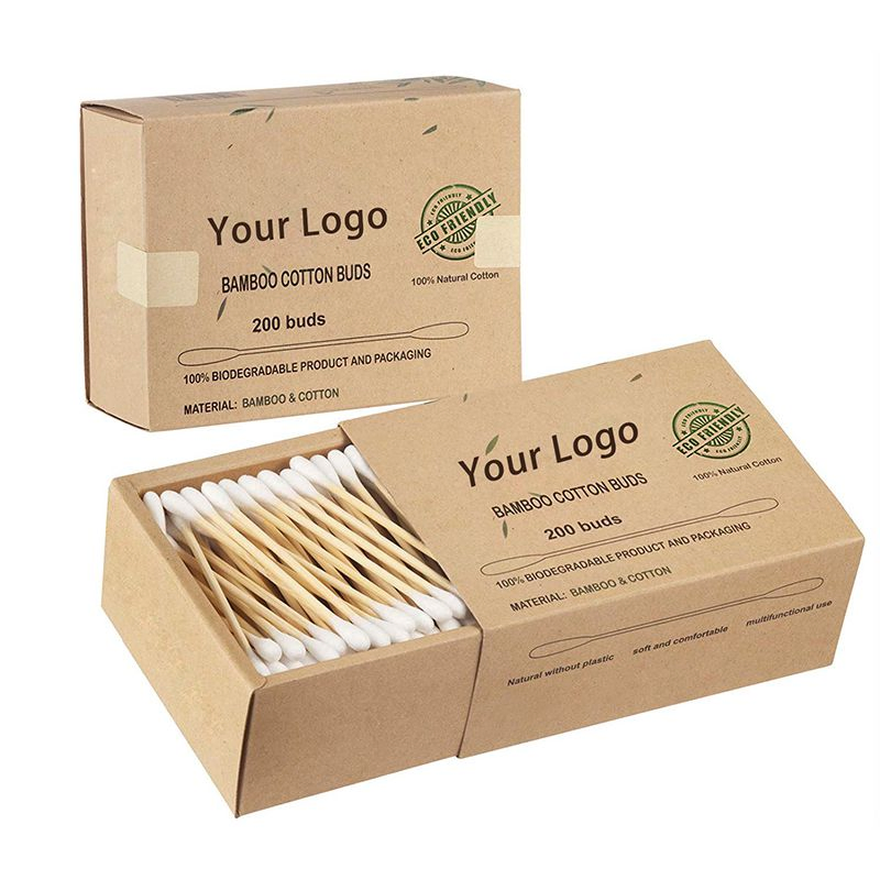 Plastic Free Earbuds Bamboo Cotton Bud Swab in Kraft Box