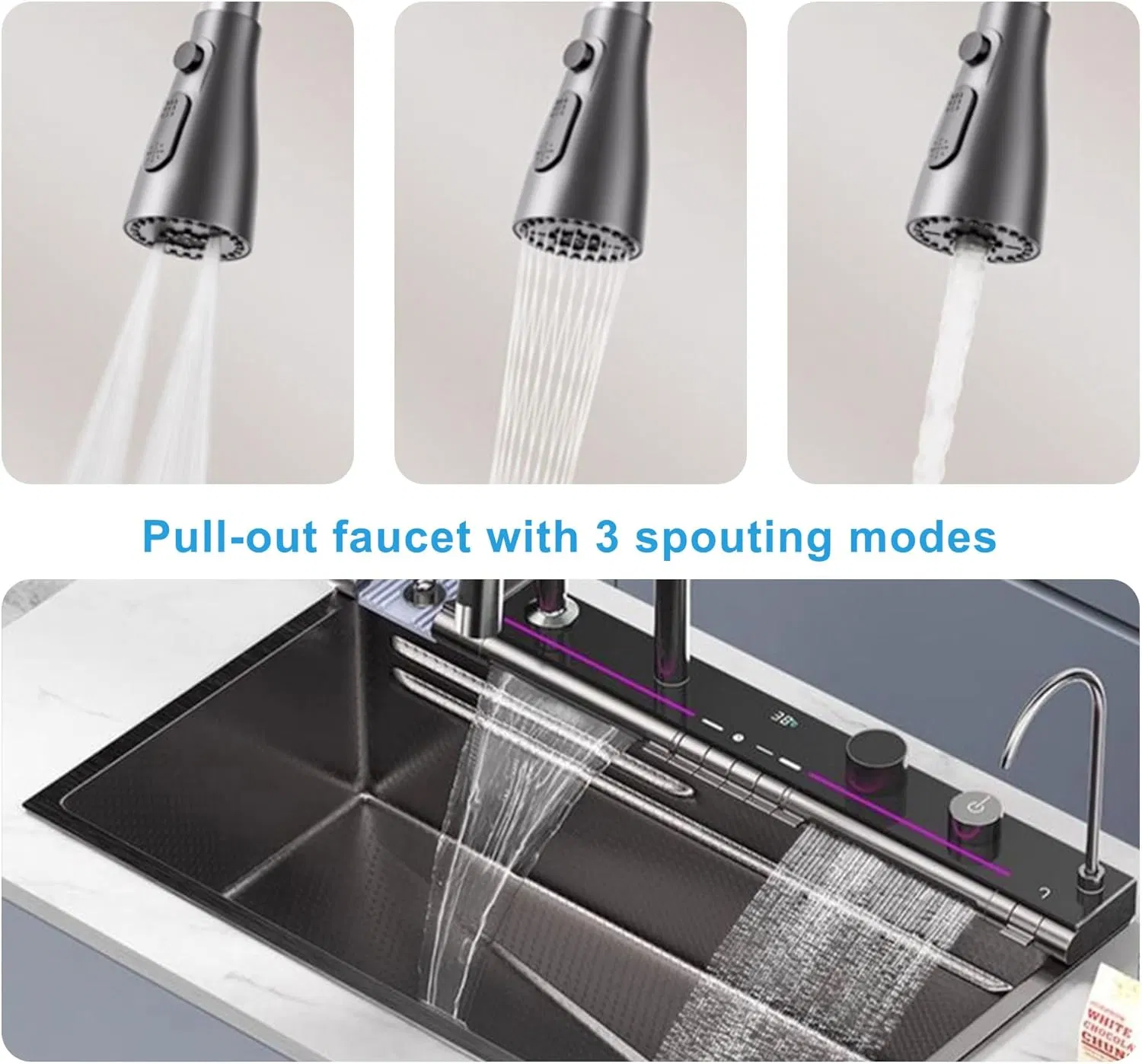 Ly7546 Blue Whale Sink Smart Faucet 201/304 Stainless Kitchen Sink