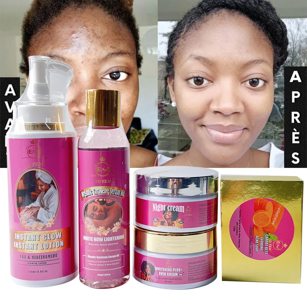 High Quality Whitening Skin Care Beauty Product Five Piece Body Lotion Serum Oil Cream Night Cream Soap Skin Care Set