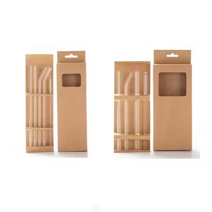 Multy Color Glass Drinking Straw Set of 2/3/4/5/8 with Cleaning Brush and Custom Box