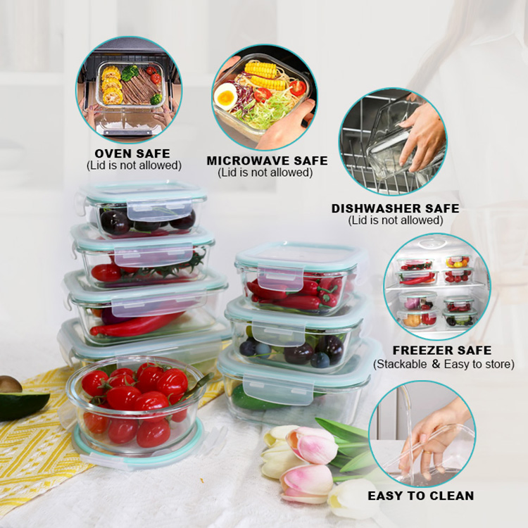 Glass Food Storage Containers with Airtight Snap-Locking Lids - BPA-Free, Leakproof & Stackable, Food Containers, Storage Box, Hot Lunch Box with Great Price