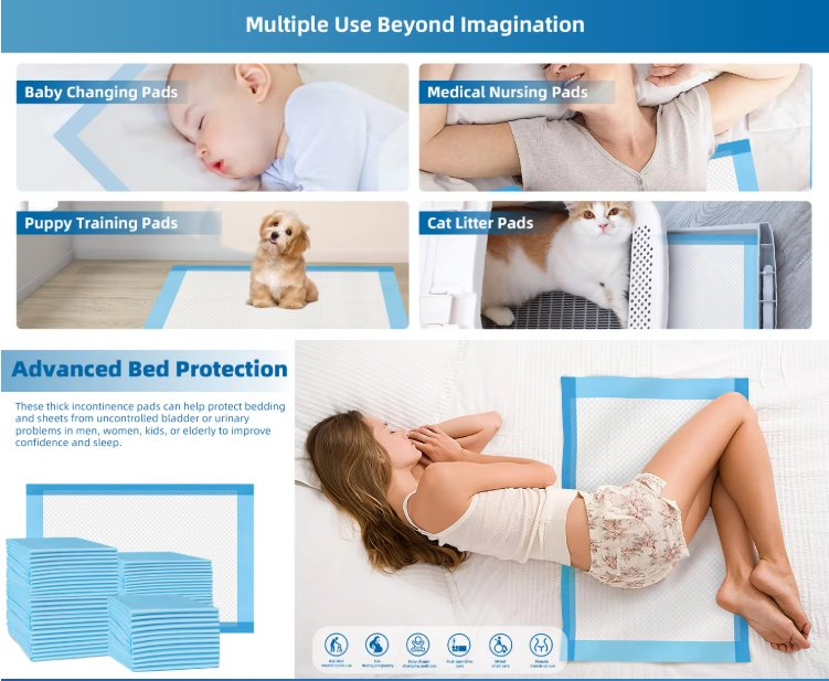 Home Care Product Disposable Changing Pad 75 Pack Blue Color