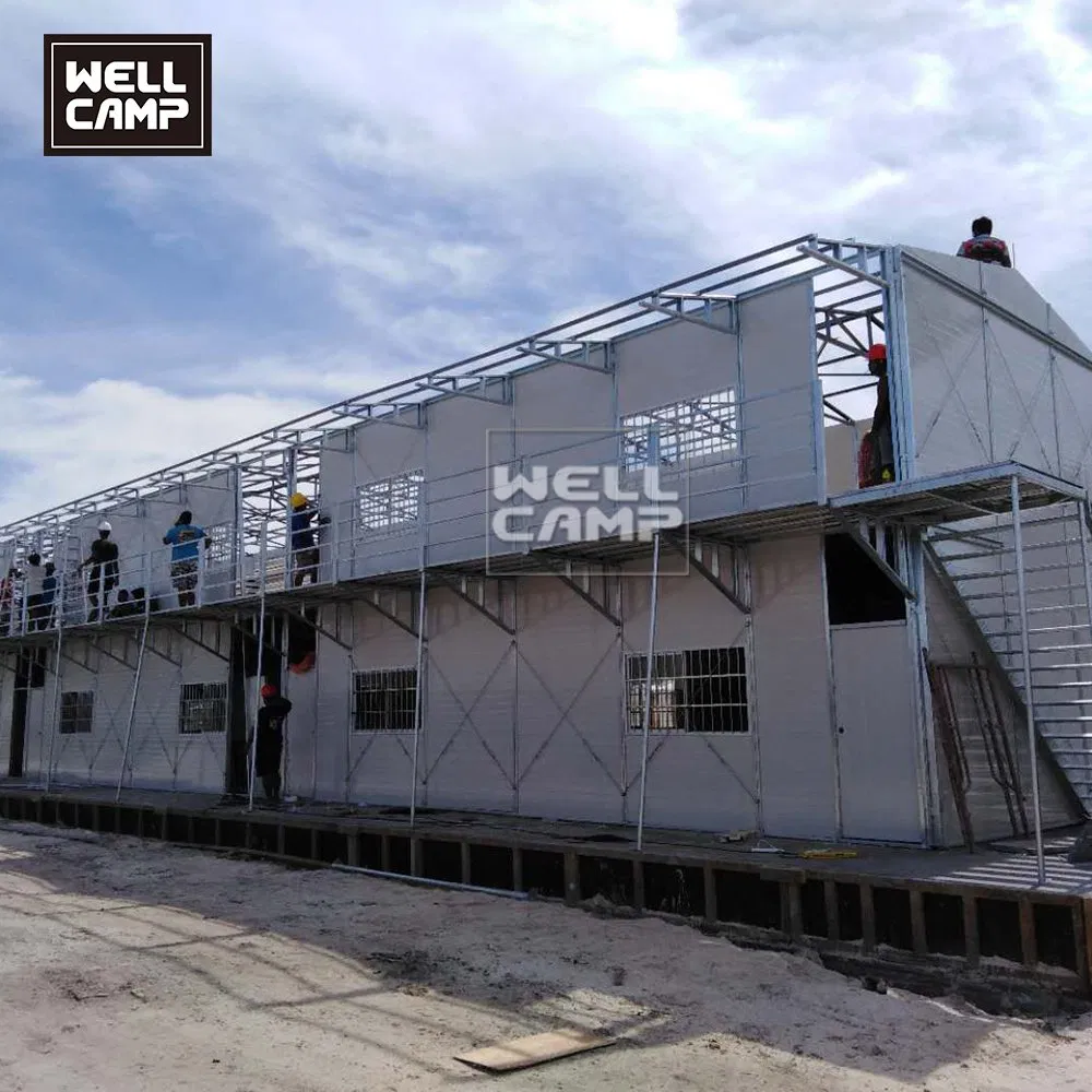 One/Two Floor Prefab Labor Camp Site Temporary Facility K/T House Dormitory Office House Indonesia/Thailand/Malaysia/Philippines/Vietnam/Brunei/Cambodia/Myanmar