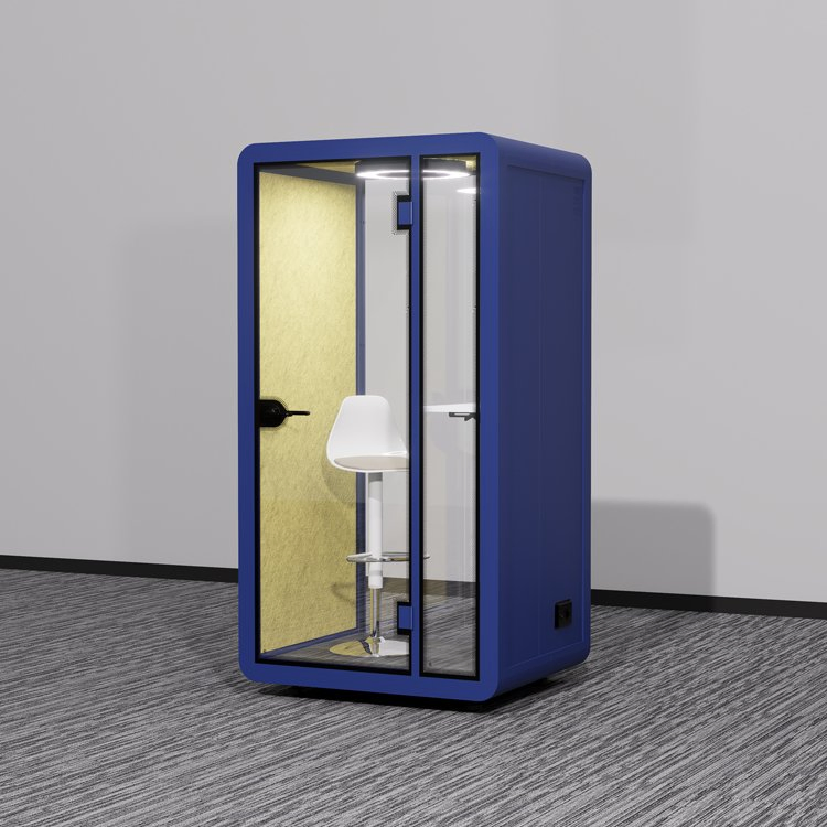 Mobile Soundproof Meeting Room with Glass and Sound-Absorbing Cotton for Corner Office Space