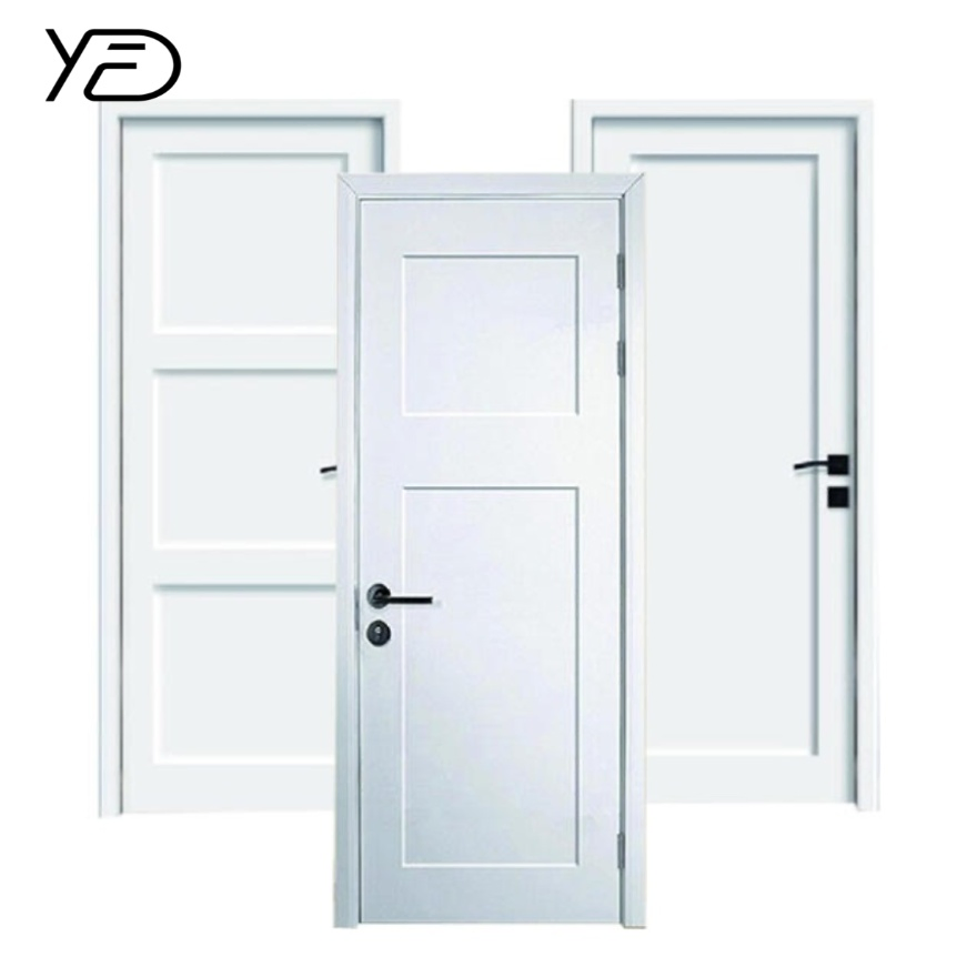 Modern Design White Primer PVC Composite Wooden Door Soundproof Bedroom Swing Wooden Texture Waterproof Bathroom Kitchen