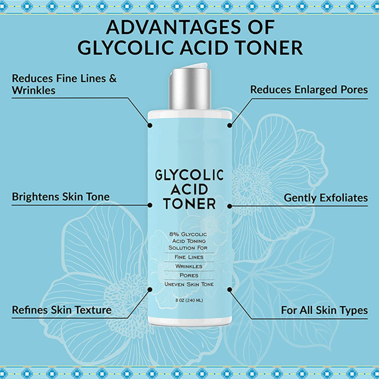 Best Exfoliating Facial Peel 8% Glycolic Acid Toner for Face Anti-Aging & Acne