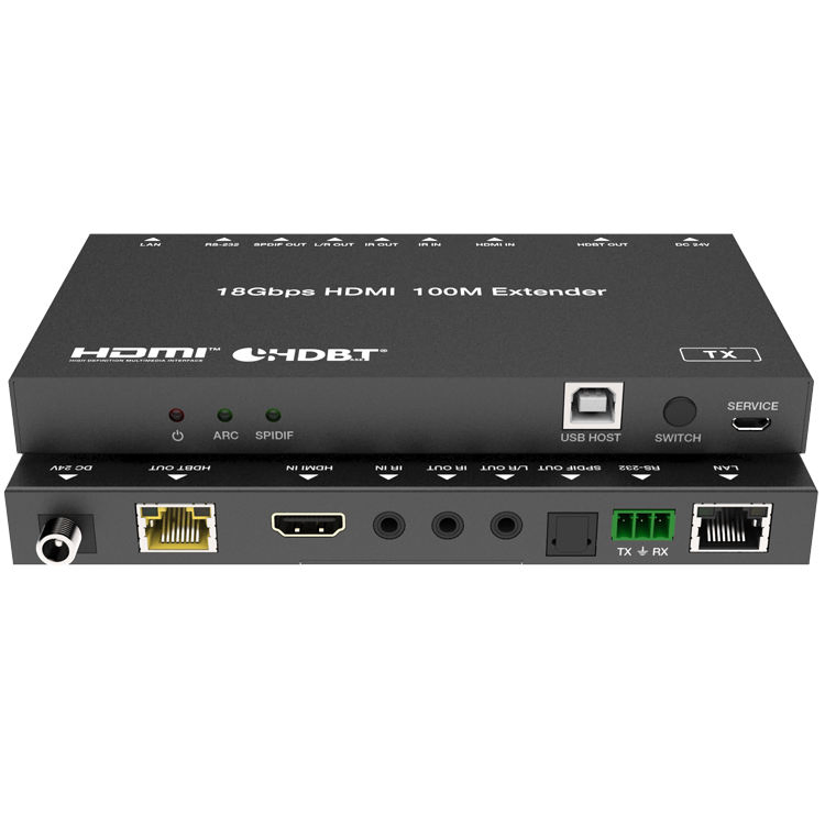 Комплект HDMI-удлинителя 4K UHD HDR с ARC, RS-232, IR, USB KVM