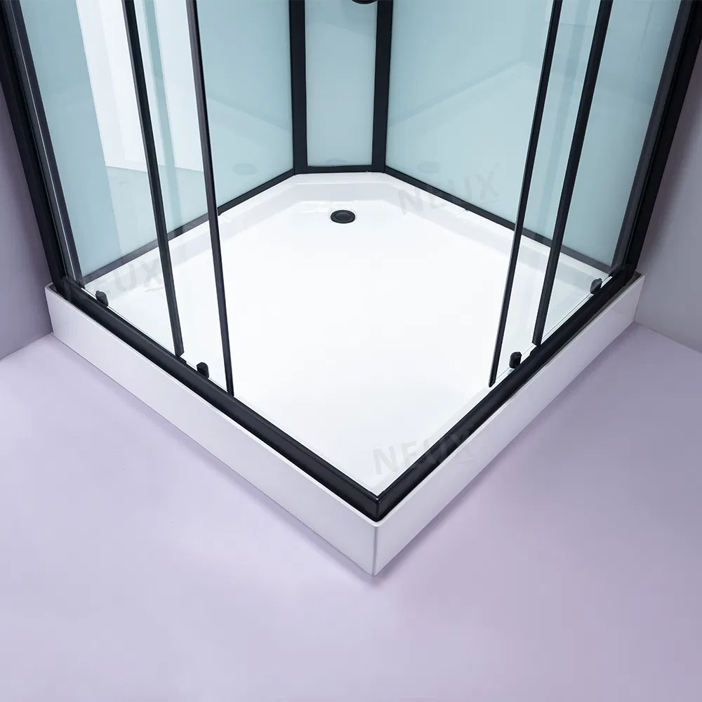 Easy Installation Black 5mm Tempered Glass Square Shape Massage Shower Cabin with Tray
