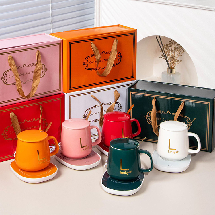 Керамическая кружка с подогревом и подарочным набором