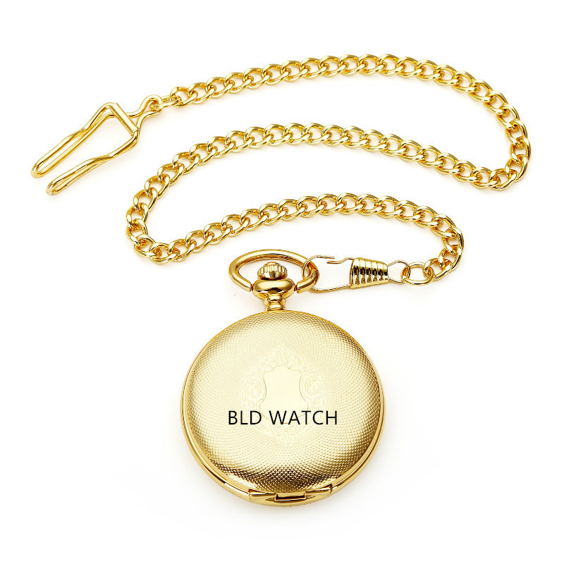 Custom Gold Plated Antique Pocket Watch with Chain