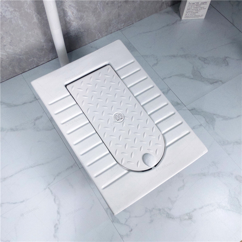 Modern Design High Quality White Color Floor Mounted Ceramic Squatting Pan with Cover Save Space Wholesale Price Squatting Pan