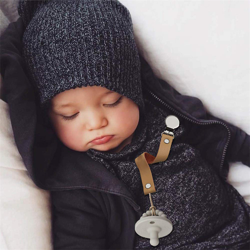 Baby Pacifier Clip Chain Vegan Leather Dummy Holder Soother Pacifier Clips