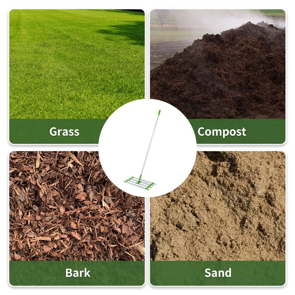 Garden Portable Multifunctional Lawn Leveling Rake with Aluminum Handle Garden Hand Tools