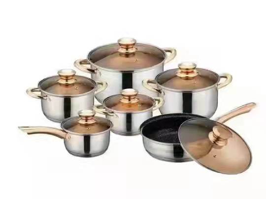 Stainless Steel Pan Utensil Kitchenware Casserole Cookware Setcook Pot Set with Handle