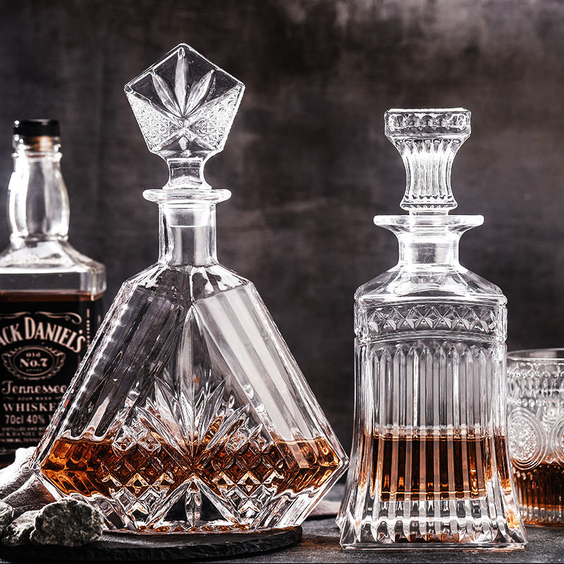 25oz Custom Logo Engrave Clear Glass Empty Whisky Bottle Decanter 750ml Crystal Square Whiskey Decanter