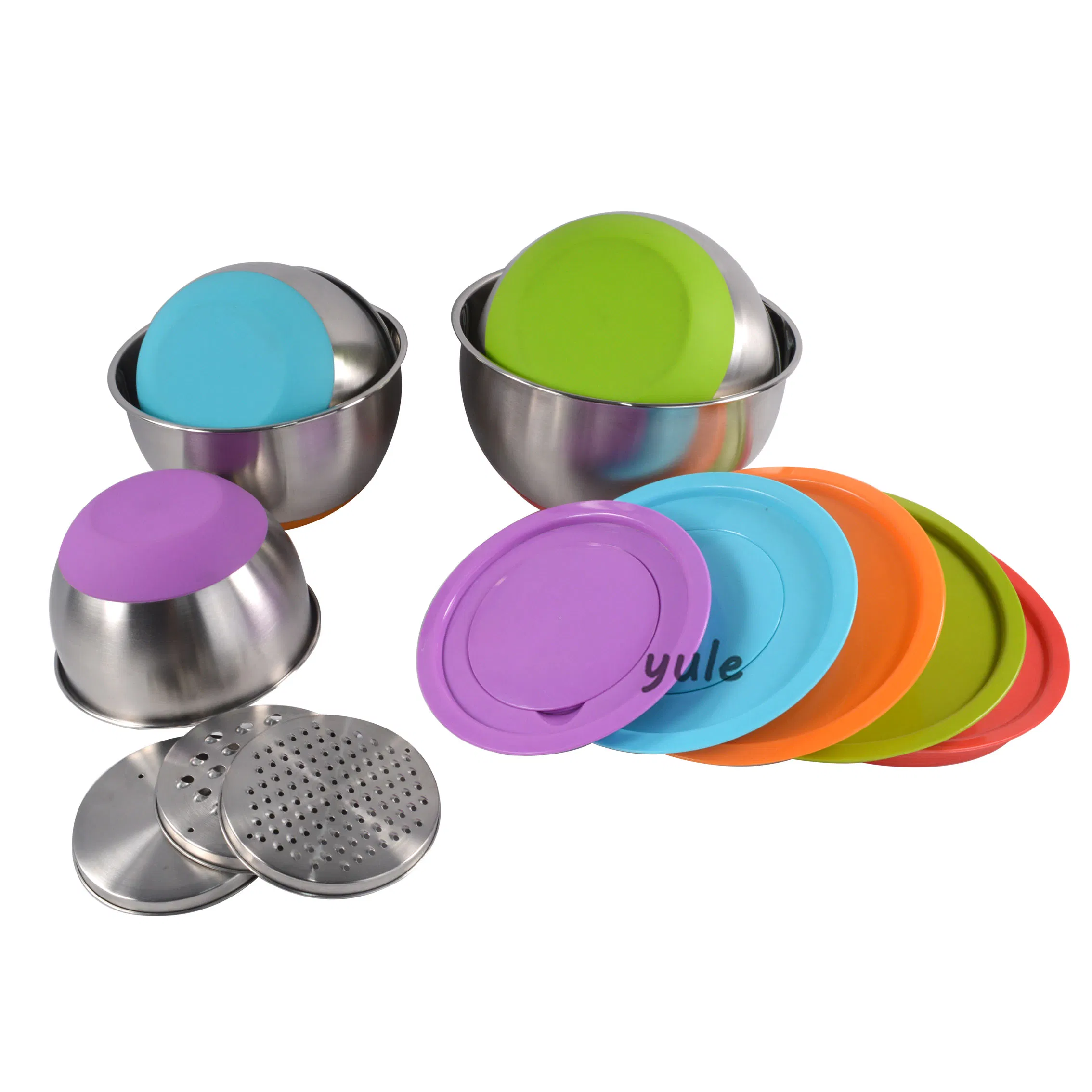Stainless Steel Mixing Bowl with Colorful Silicone Bottom