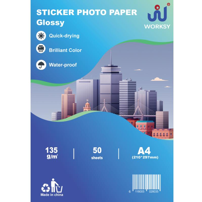 135g Inkjet Printable Self-Adhesive Sticker Glossy Photo Paper A4 A3