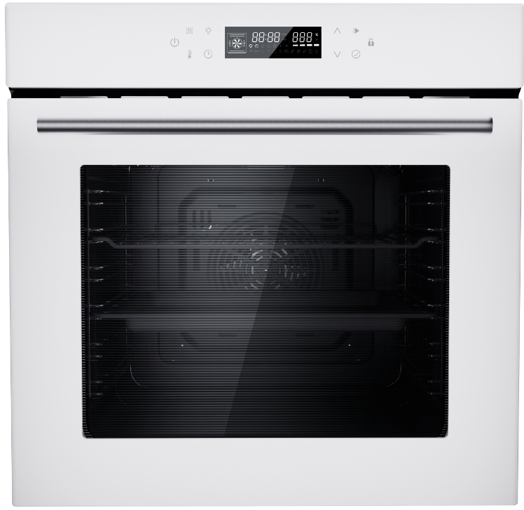 10-Function Built-in Electric Oven White Glass Touch Control Digital Timer Ss Handle
