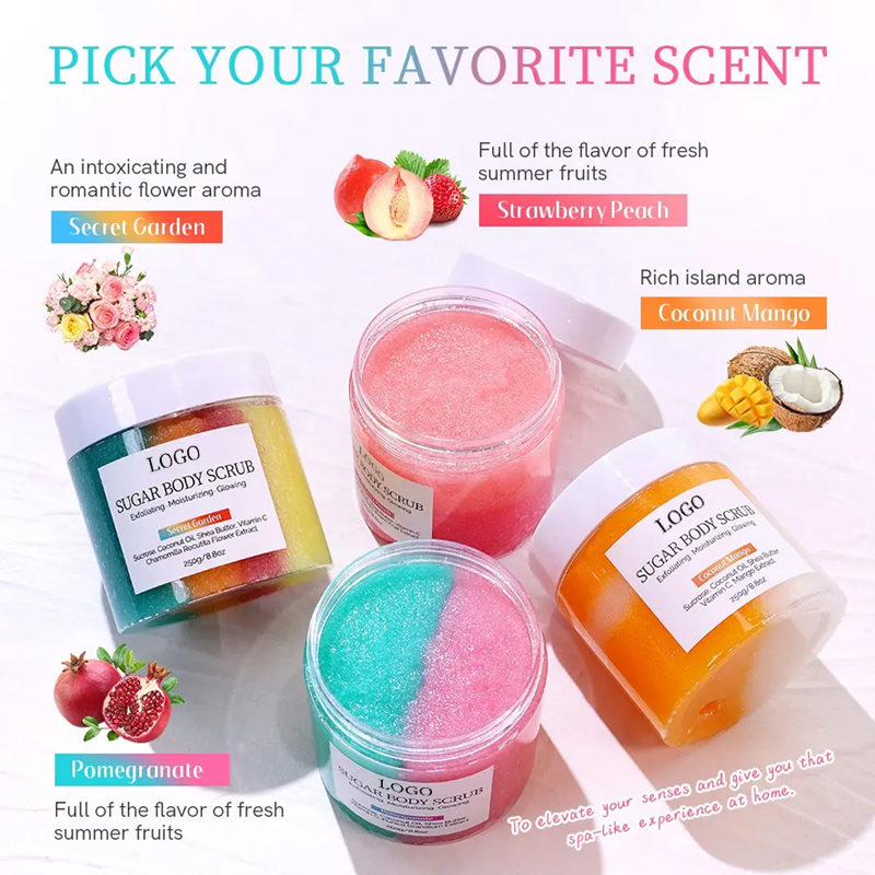 Ditong Custom Shea Butter Coconut Oil Smooth Skin Remove Dull Body Exfoliating Vegan Fruit Sugar Scrub