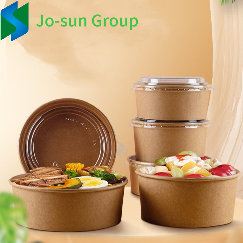 Custom Made 1000ml Kraft Paper Salad Bowl with Lid 150X70X123mm