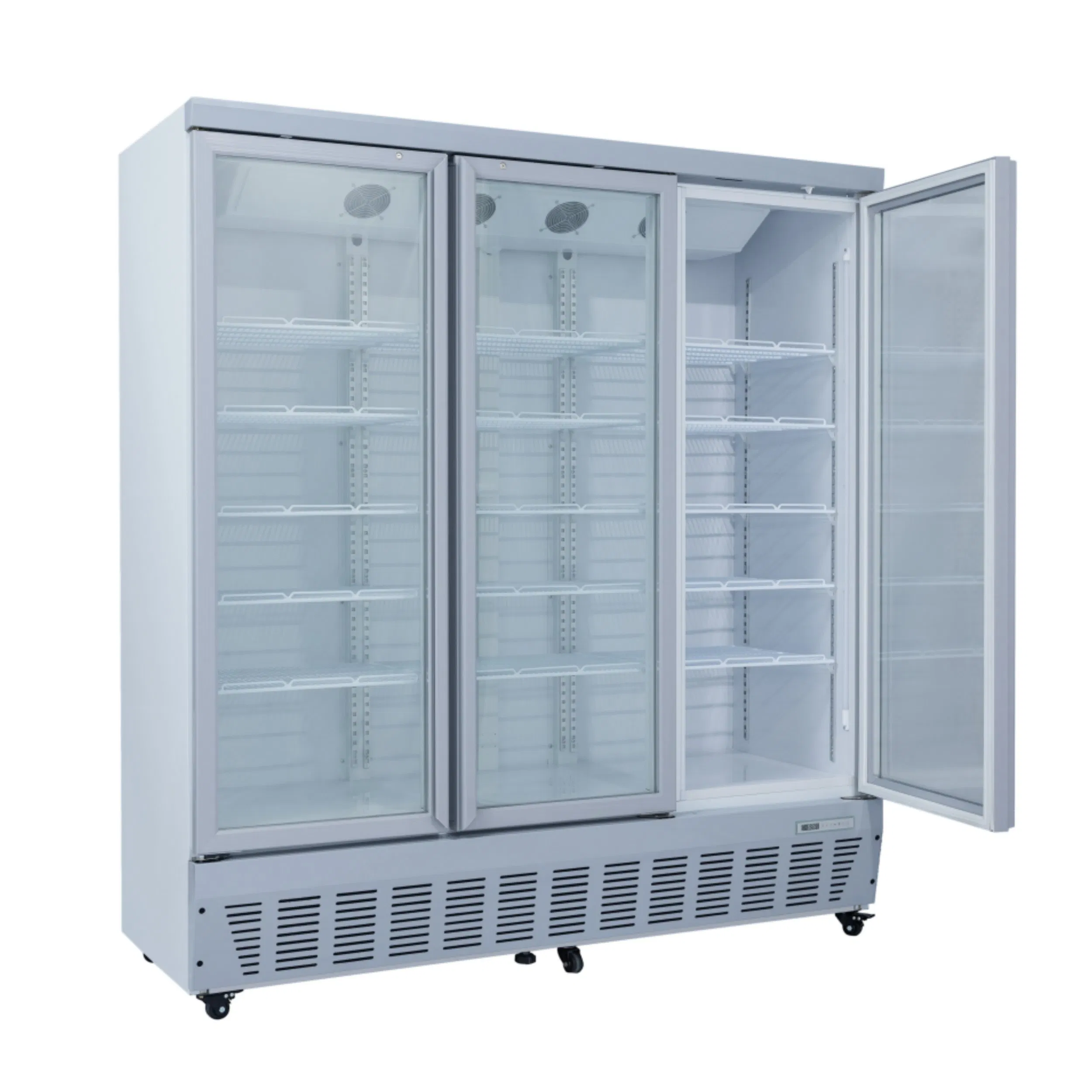 Commercial Supermarket Chain Stores Triple Glass Door Display Showcase Refrigerator Commercial Upright Chiller Double Layer Single Low-E Tempered Glass Door