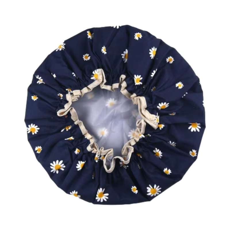 Promotional Hot Sale Waterproof Adjustable Double Layer Lining Shower Caps