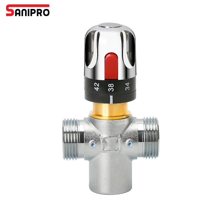 Sanipro G1 Thermostatic Valves Electroplated Copper Mixing Control Valve for Solar Heating System Water Pipe Bathroom Kitchen