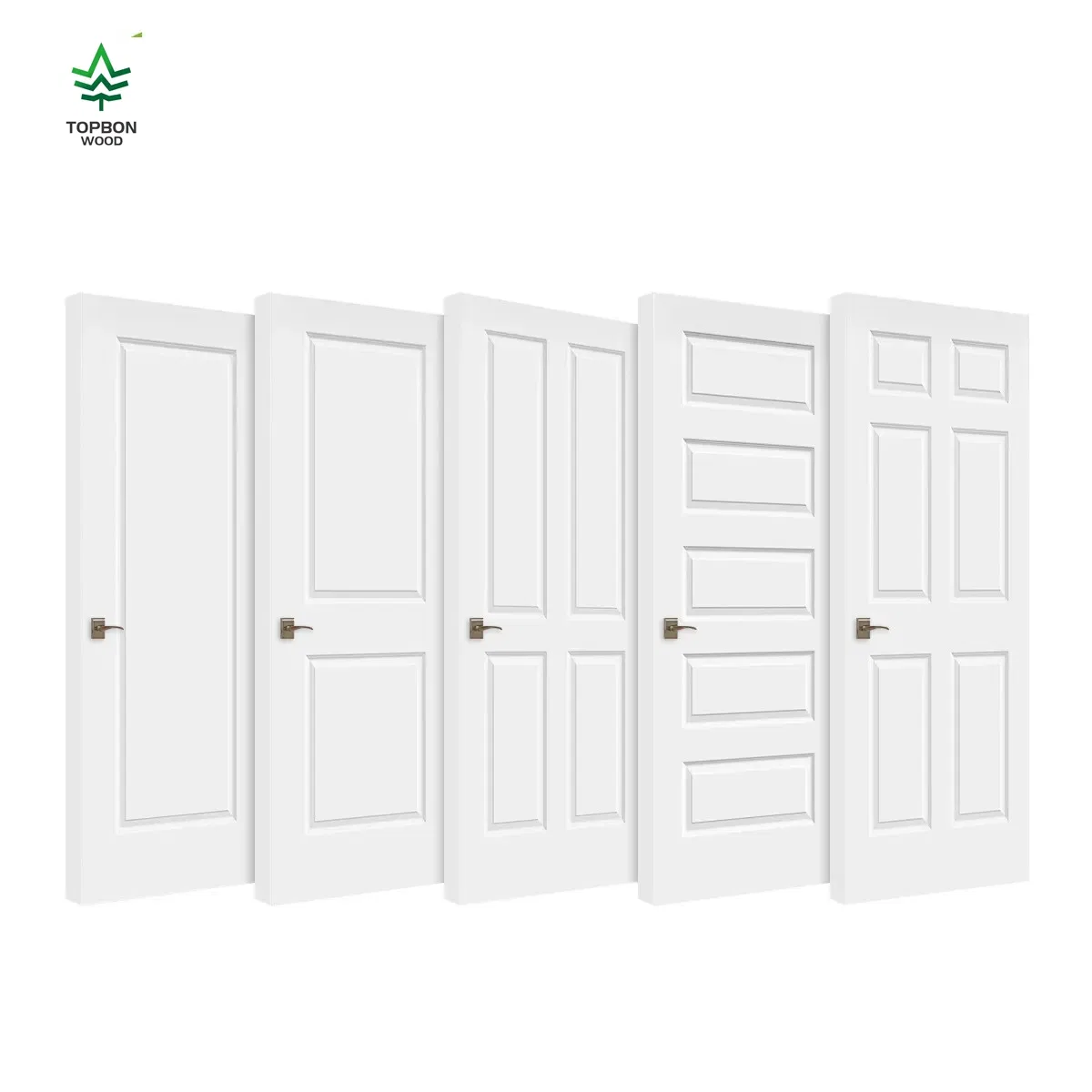 Modern Design White Primer HDF 6 Panel Interior Hollow Core Moulded Doors