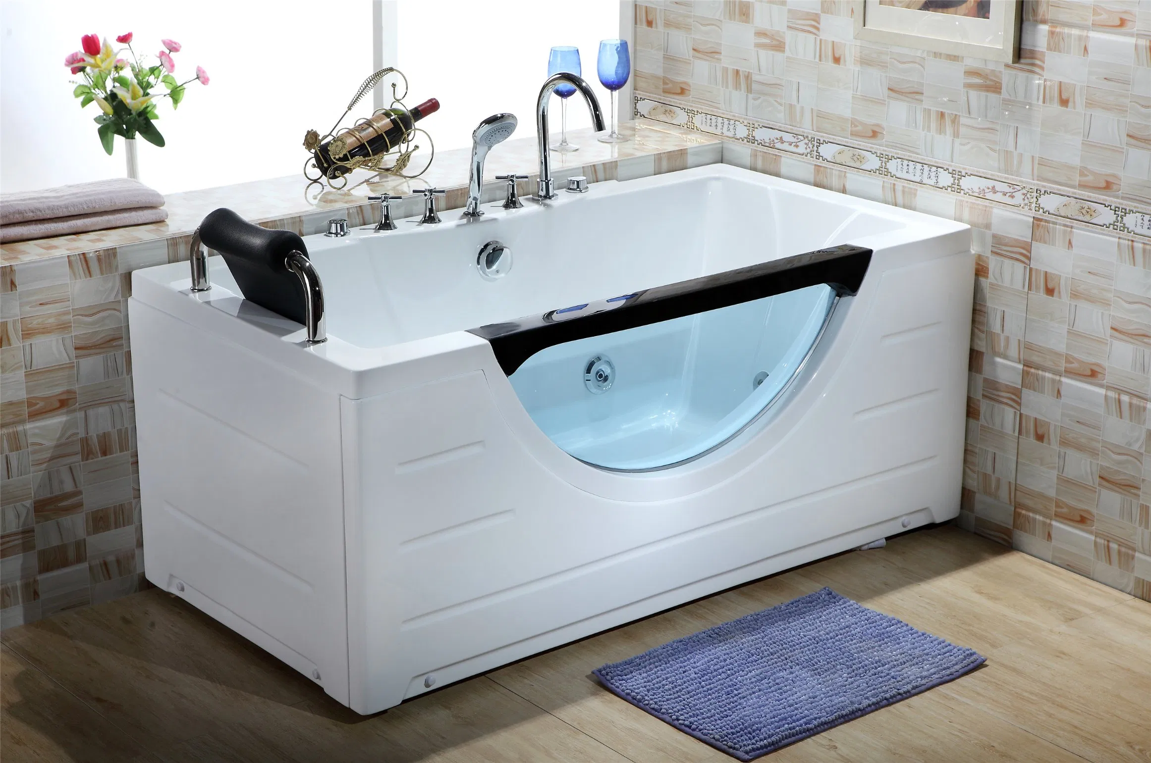 Угловая акриловая ванна с гидромассажем BOSTANA