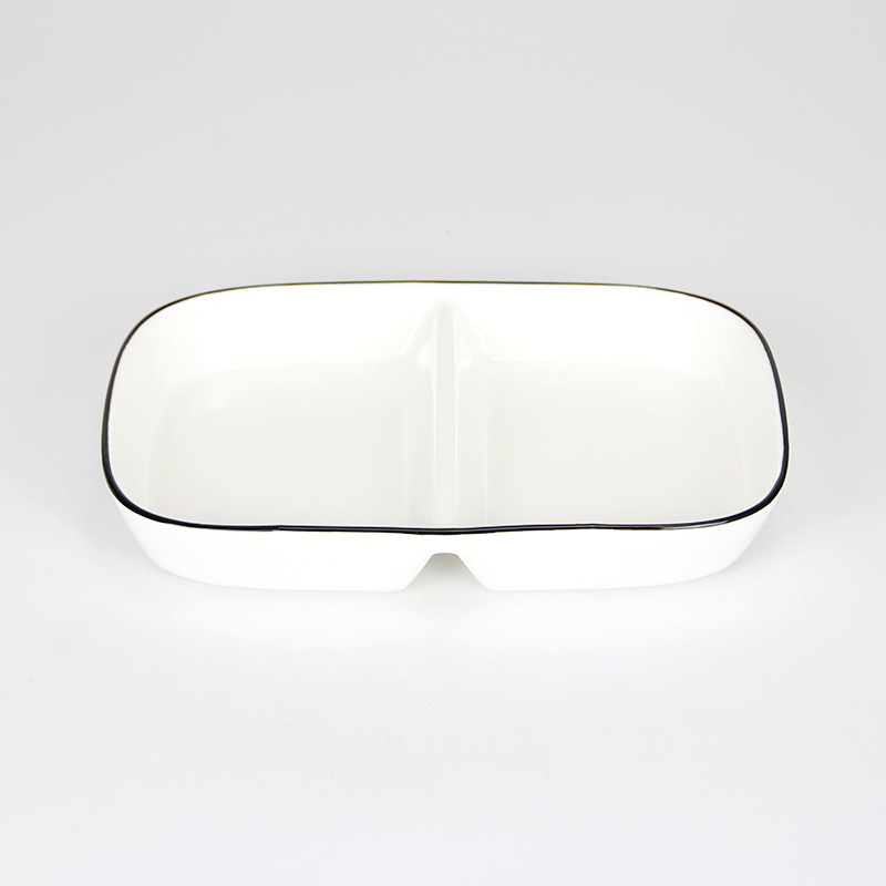 White Black Edge Ceramic Dinner Plate Tableware Series Many Styles Manufacturers Processing Dish Plate Round Plate Square Plate Flat Plate Wholesale