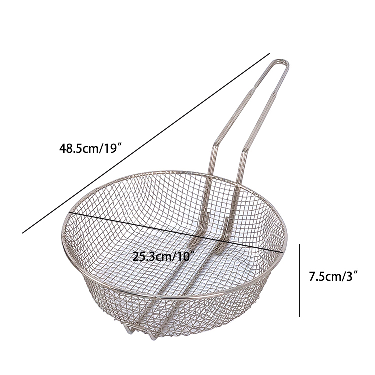 10" Medium Mesh Culinary Basket Stove Top Deep Frying Basket