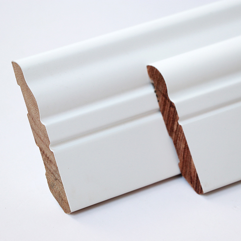 Elegant White Solid Wood Wall Baseboard for Stylish Interiors