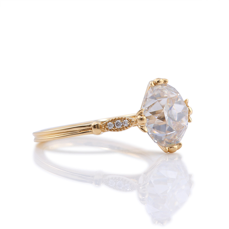 Custom 4 Carat 10mm D Color Round Brilliant Cut Moissanite Ring Smart Napkin Ring Andring Box 14K Yellow Gold Ring Jewelry