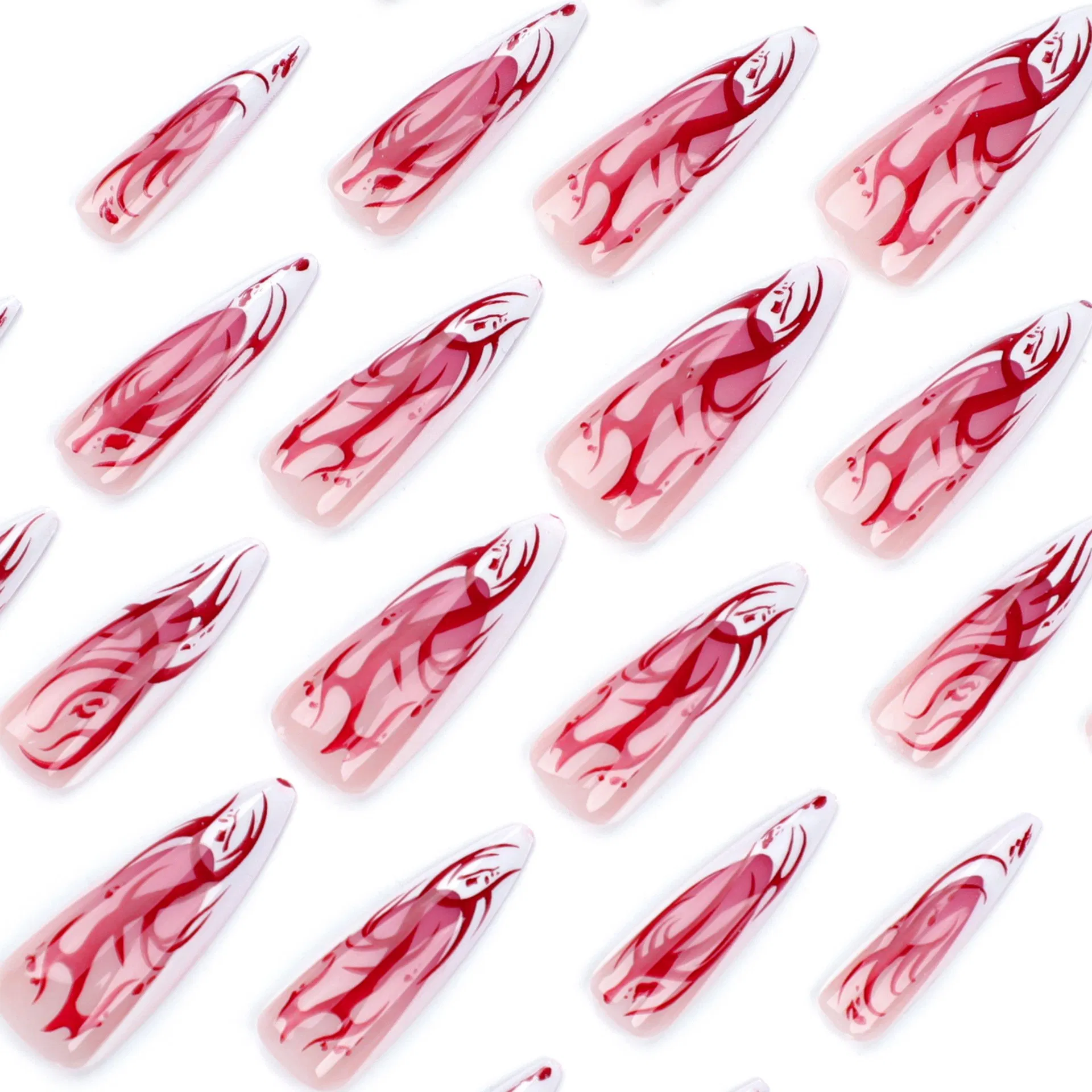 Artistic Flame Press-on Nails Reusable Halloween Party Wearable Fake Nails