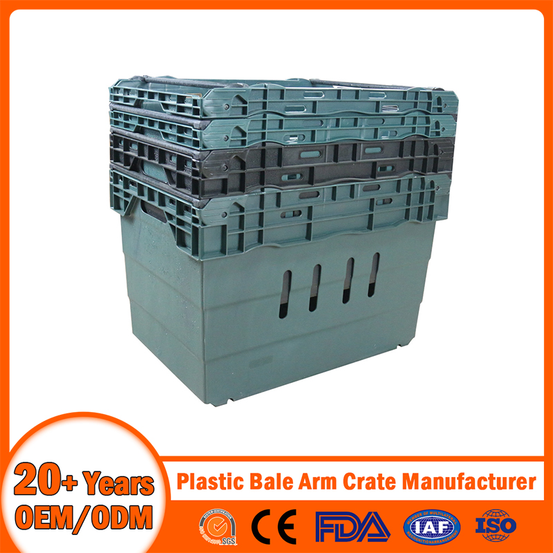 China Plastic Bale Arm Crate Manufacturer Stackable/ /Nestable/Lobster/EU/Euo Moving Mesh Turnover Logistic/Bread/Egg/Beer Crate Tote Plastic Bale Arm Crate
