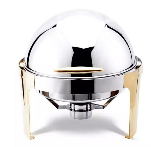 Golden Stainless Steel Round Chafing Dish/Golden Buffet Chafer/Food Warmer