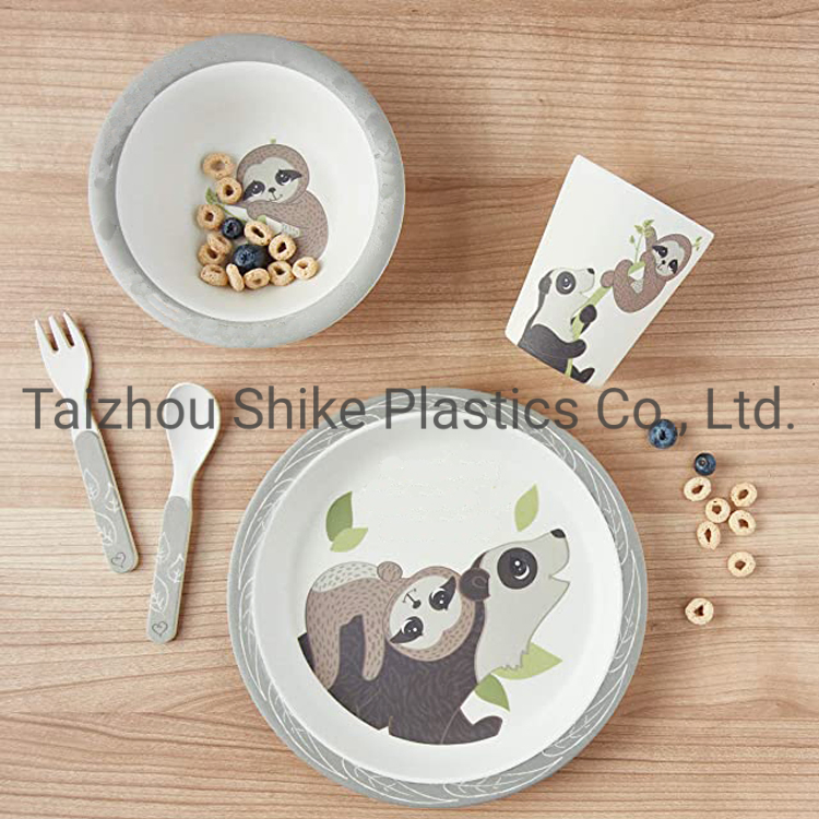 Wholesale BPA Free Food Grade Eco-Friendly Bamboo Fiber Kids Plate Bowl Cup Dinnerware Set