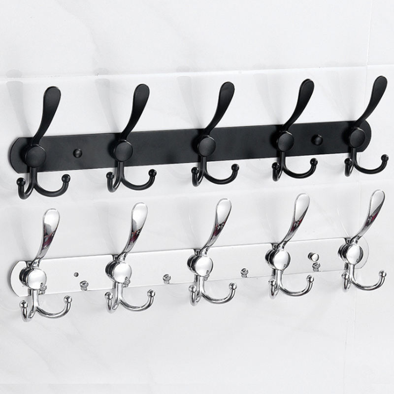 Настенная вешалка для одежды из нержавеющей стали, 5 крючков