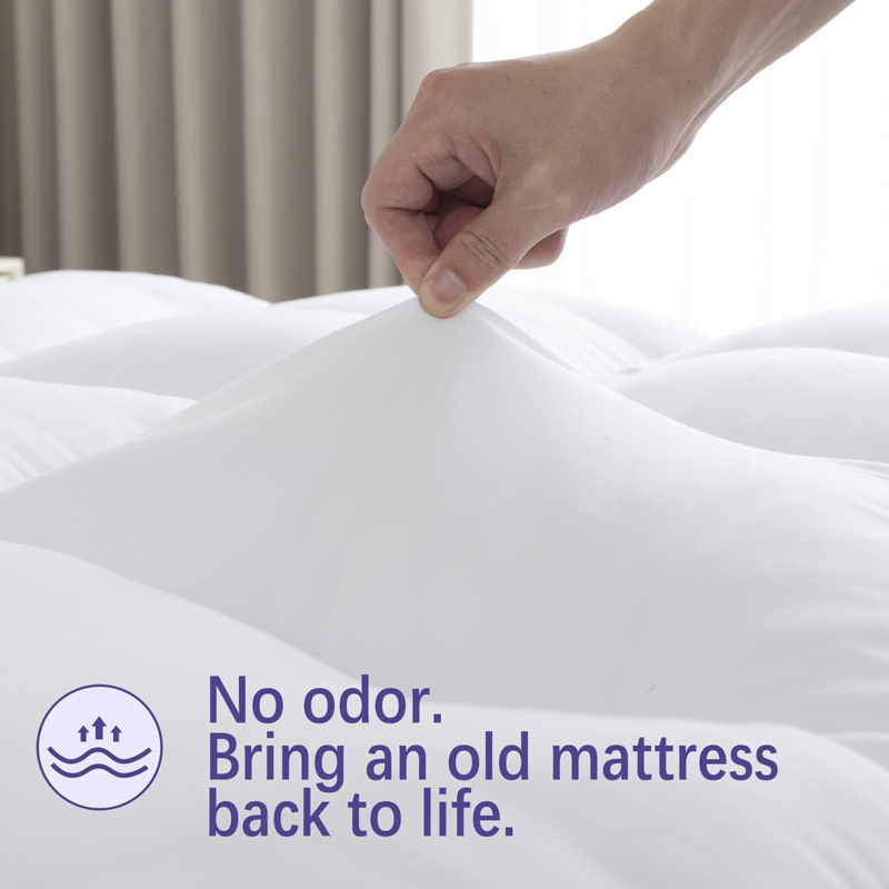Shredded Memory Foam Mattress Topper Cooling Pressure Relieving Bed Topper with Secure Strap Design for Back Pain