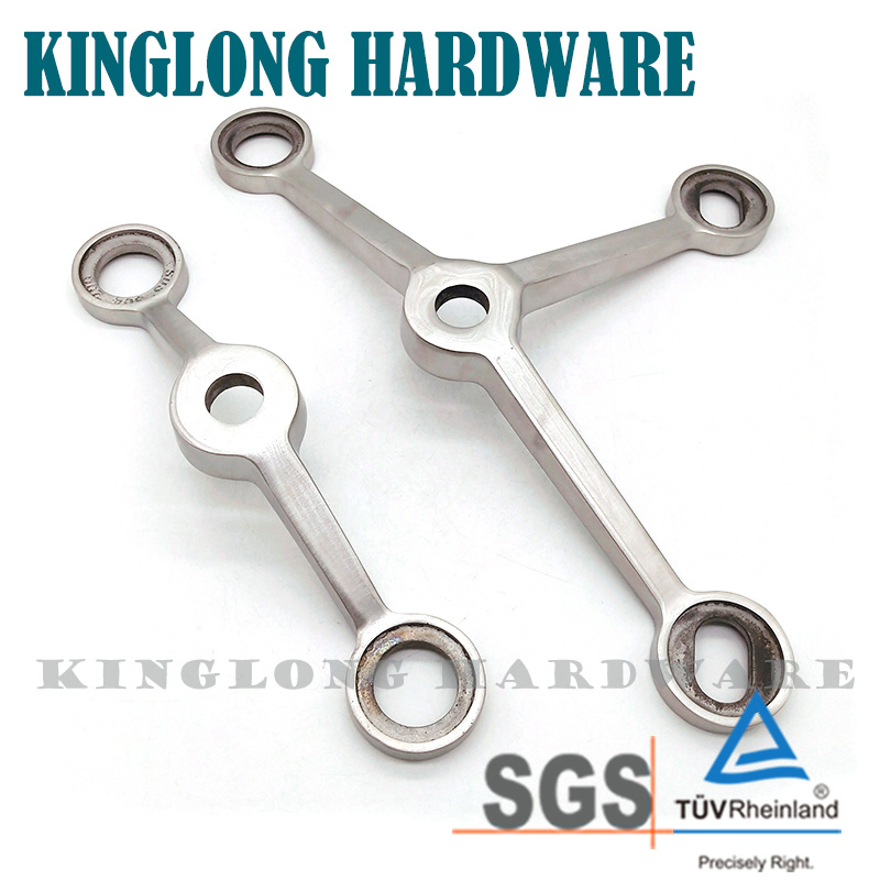 Stainless Steel Glass Hardware 2 Arms 90 Degree Curtain Wall Glass Spider