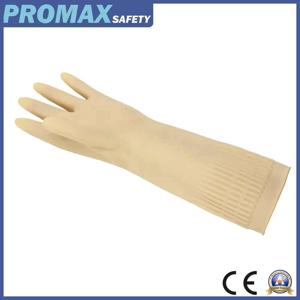 Extra Long Cuff Kitchen Dish Silicon Reusable Waterproof Flocked Lined Latex Rubber Household Gloves for Washing Cleaning