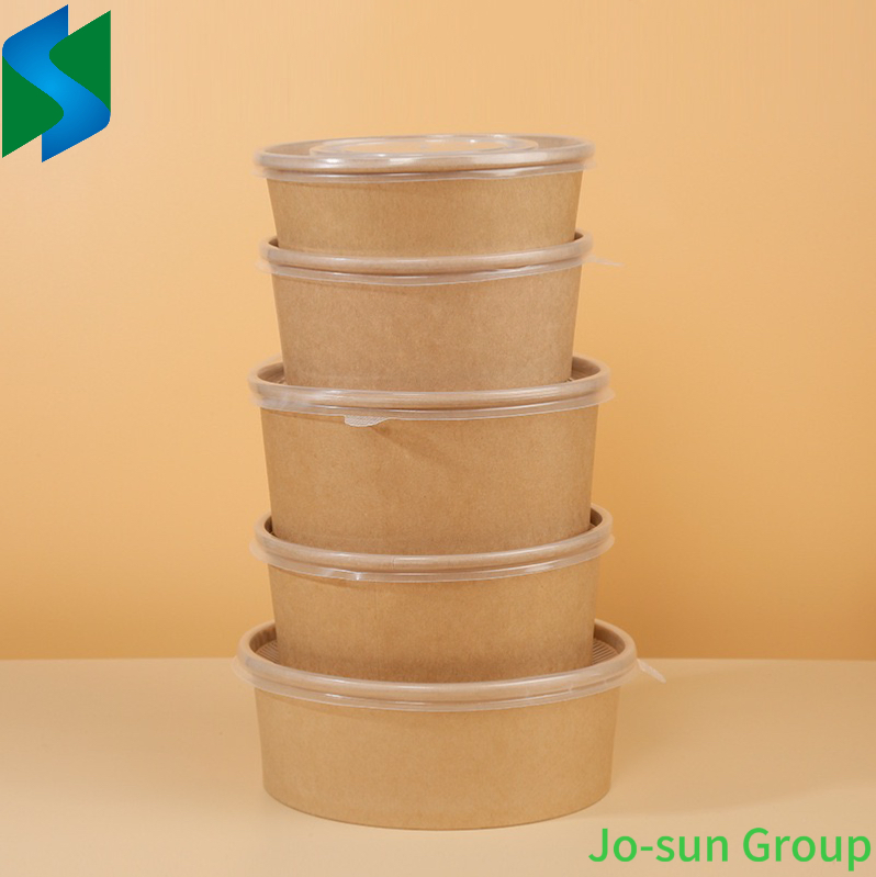 Jo-Sun Custom Logo Disposable Kraft Paper Bowl for Fast Food Salad Bowl