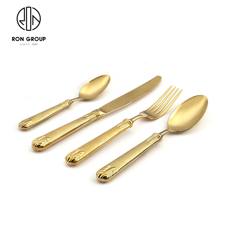 High End Luxury Wedding Banquet Party Gold Durable Cutlery Sets