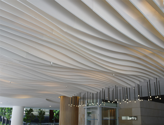 Wave Ceiling Aluminum Profile Baffle Ceiling Wooden Color