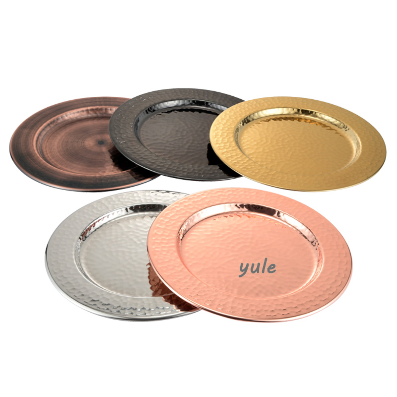 Stainless Steel Tray Charger Plate for Metal Plates Gold Wedding Plates