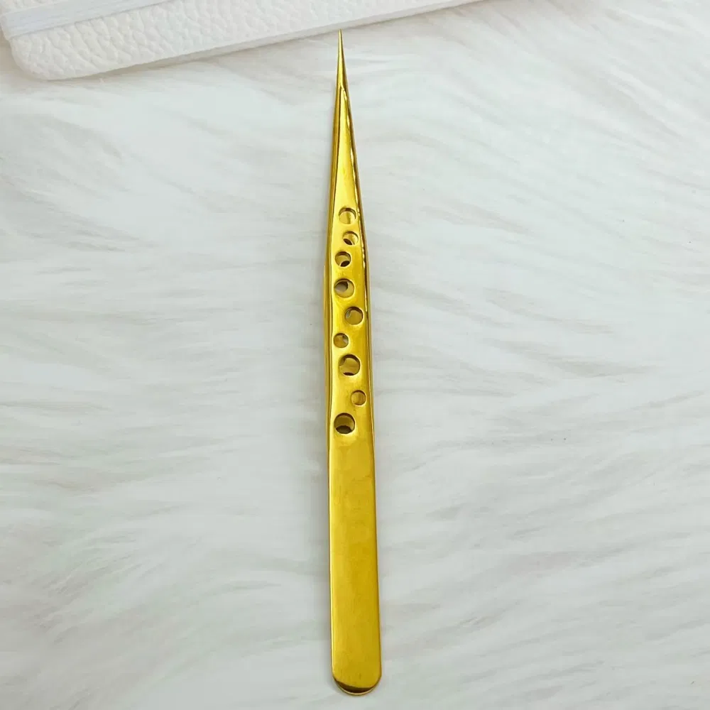 High Precision 9-Hole Top Rated Pointed Best Stainless Steel Tweezers for Eyebrows