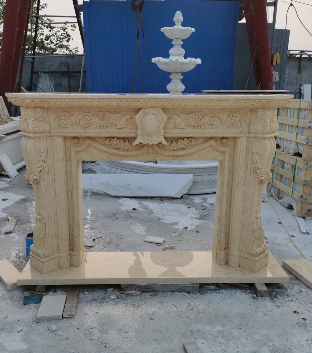 Hot Selling Factory Wholesale Antique Classic Marble Fireplace Natural Stone Mantel for Sale (SYMF-501)