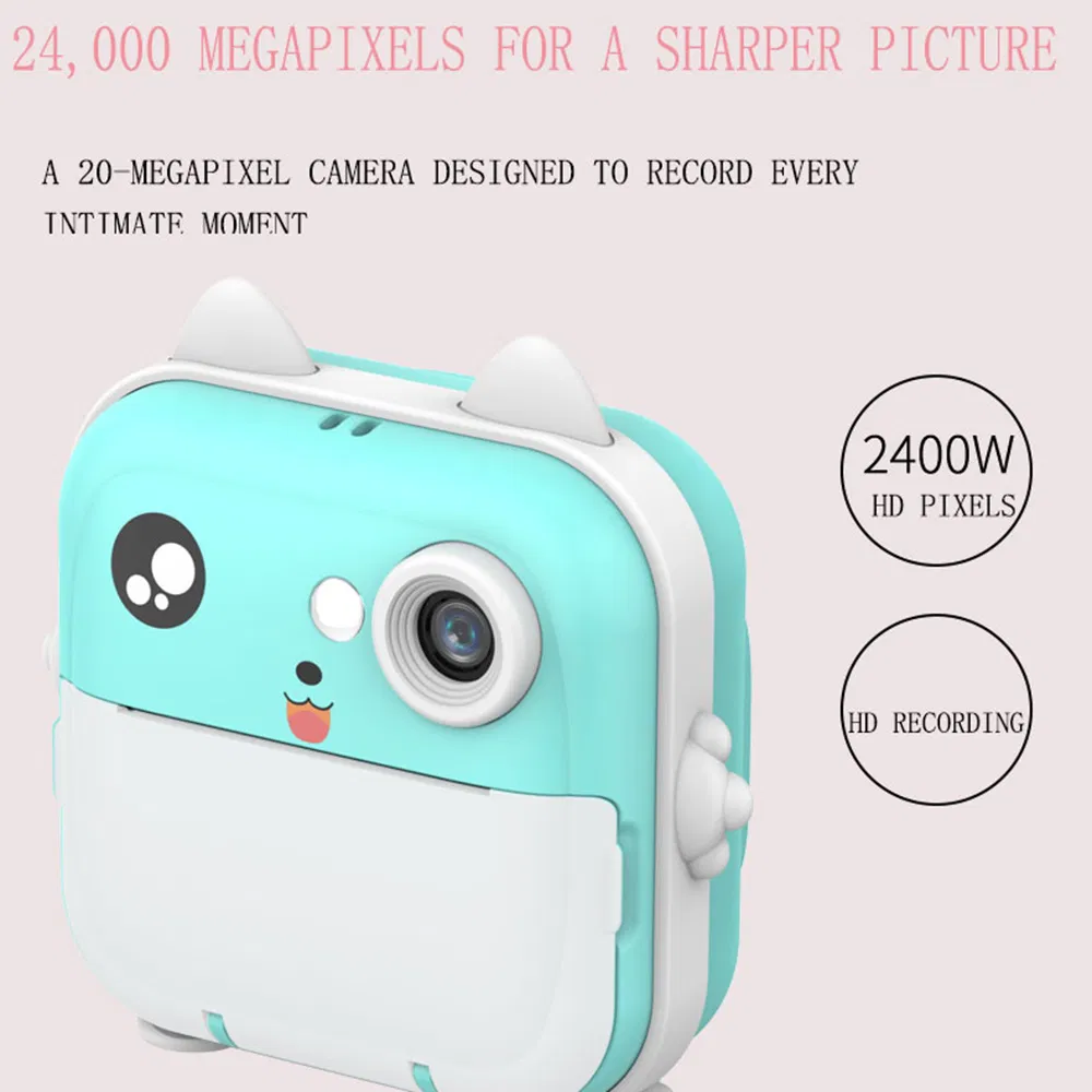 Q5 Portable HD Single-Lens Instant Camera Children Error Printer Camera with 32g Memory Card + Card Reader - Pink